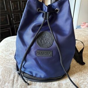 Versace Navy Drawstring Backpack
